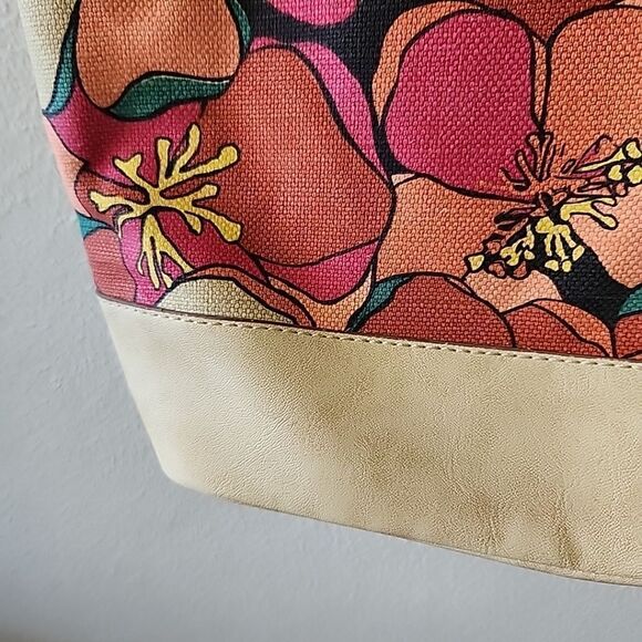 Relic Floral Canvas Floral Tote Bag Purse Zip Top Summer Hadley Fossil - Picture 5 of 13